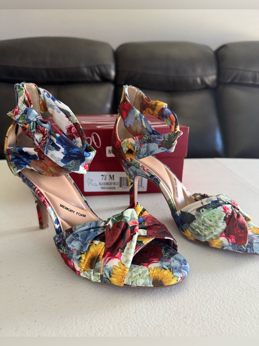 Impo Multicolor Floral Ankle-Strap Heels